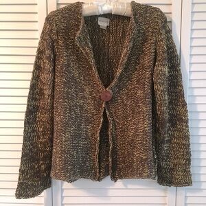 Chico’s Brown and Gold Woven Cardigan